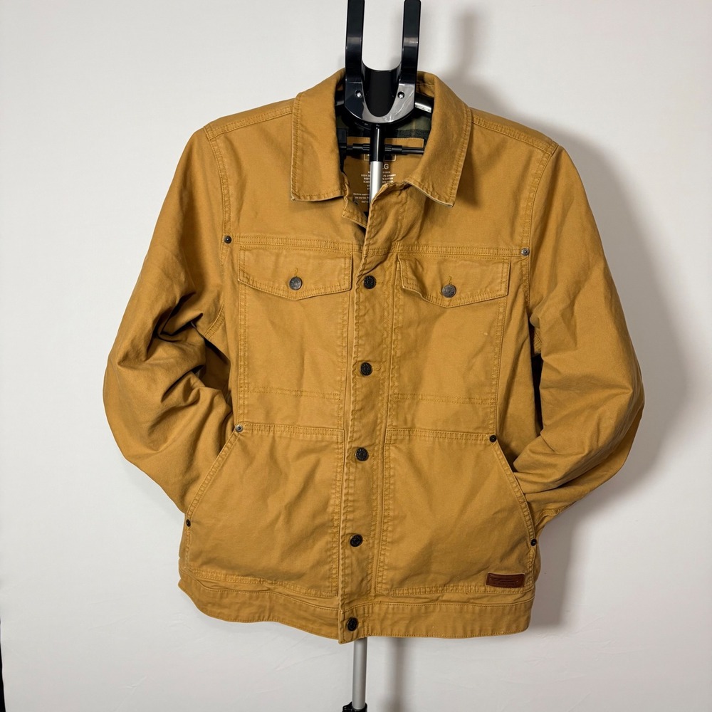 L.L. Bean Canvas Flannel Lined Trucker Chore Jacket Mens L Reg Tan Brown 515858